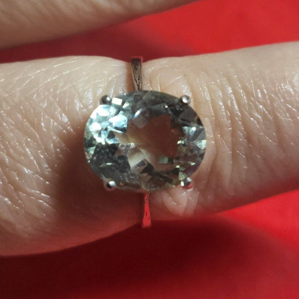 Montezuma Prasiolite/Green Amethyst Solitaire Sterling Silver Ring